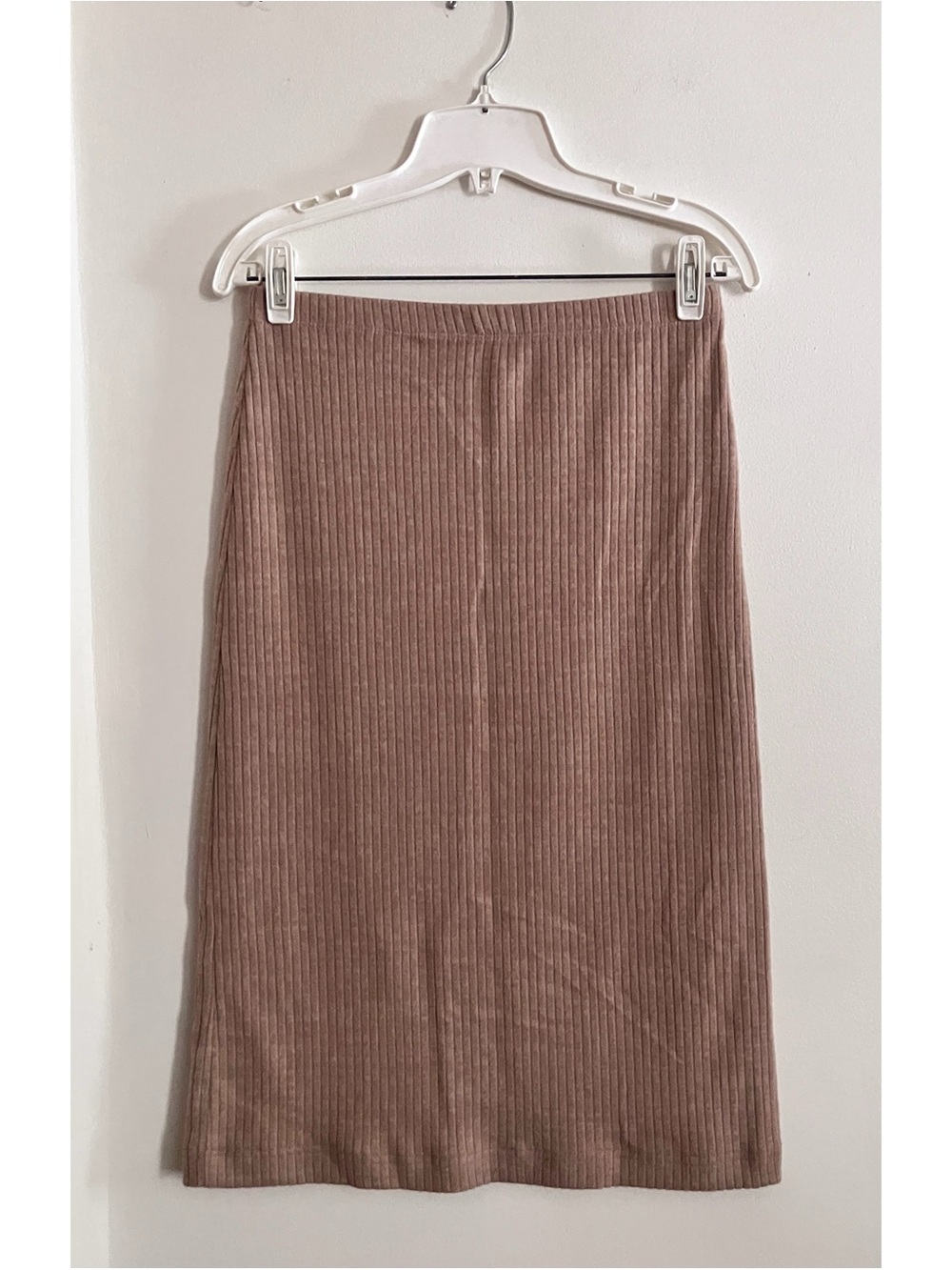 Reformation Camel Cashmere Knit Vertical Ribbed Midi Pencil Skirt Women’s MED